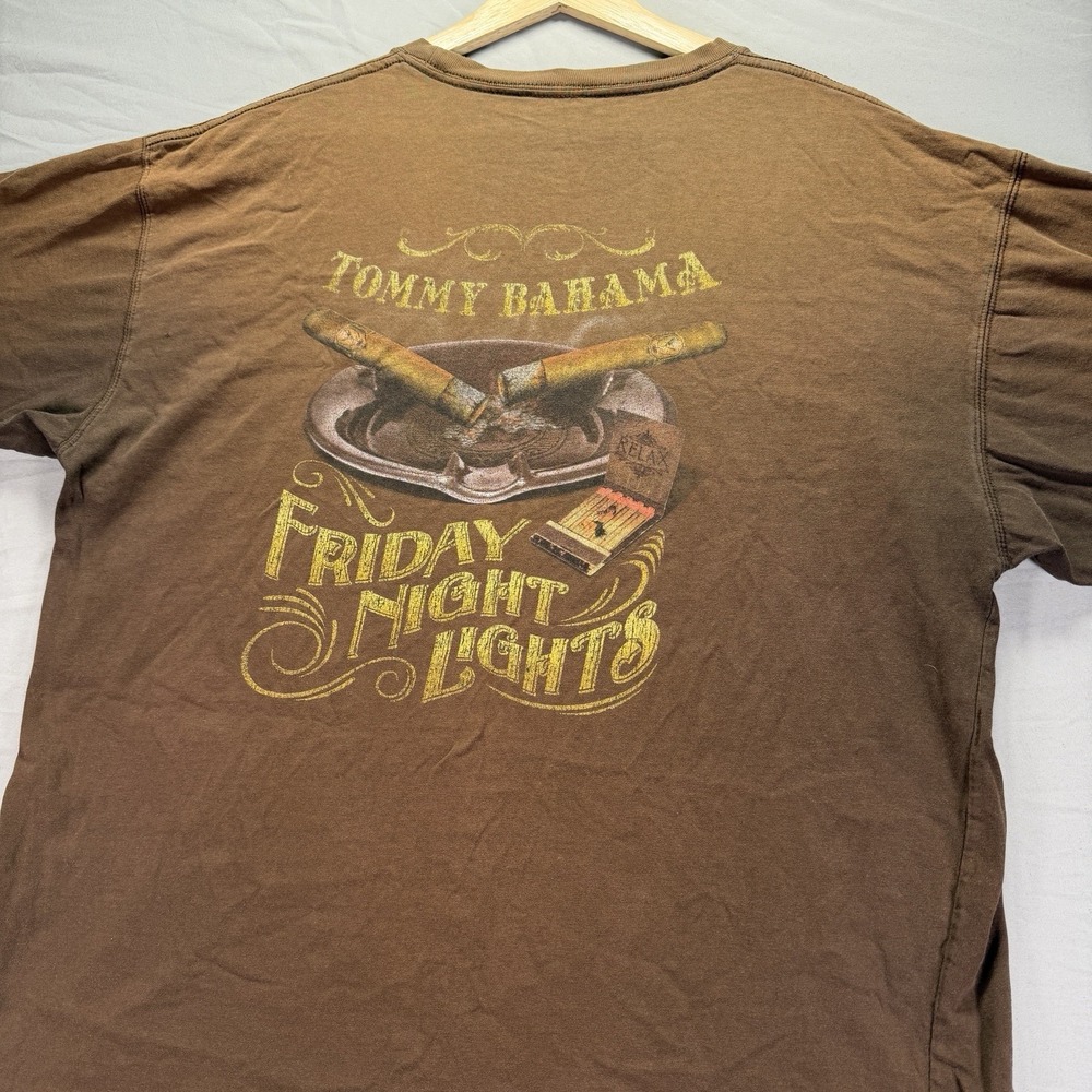 Tommy Bahama Shirt Mens Large Brown Cigar Smoking Short Sleeve Tobacco